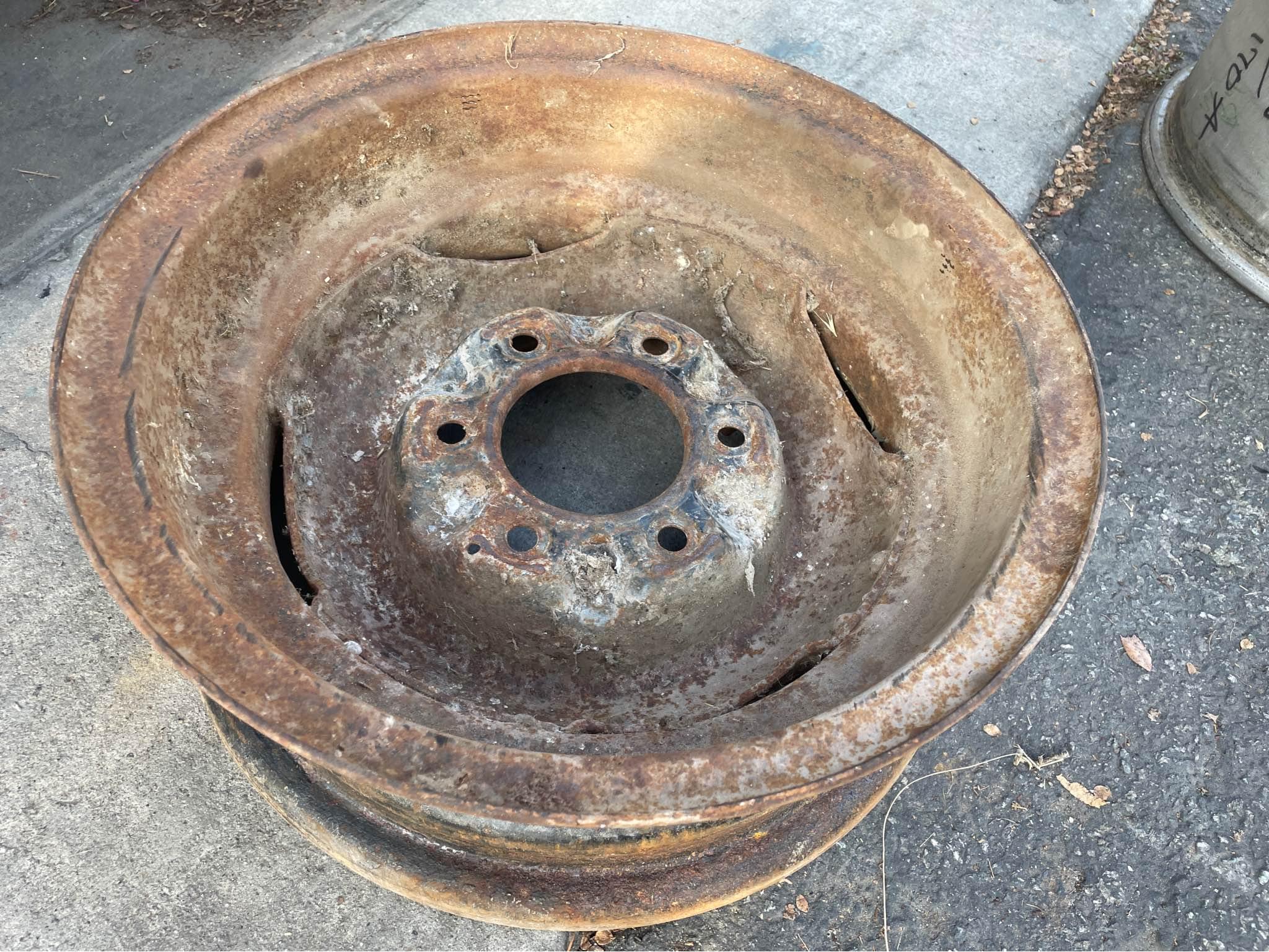One Chevy or GMC 15 inch 6 lug steel rim with clips for moon cap - Car ...