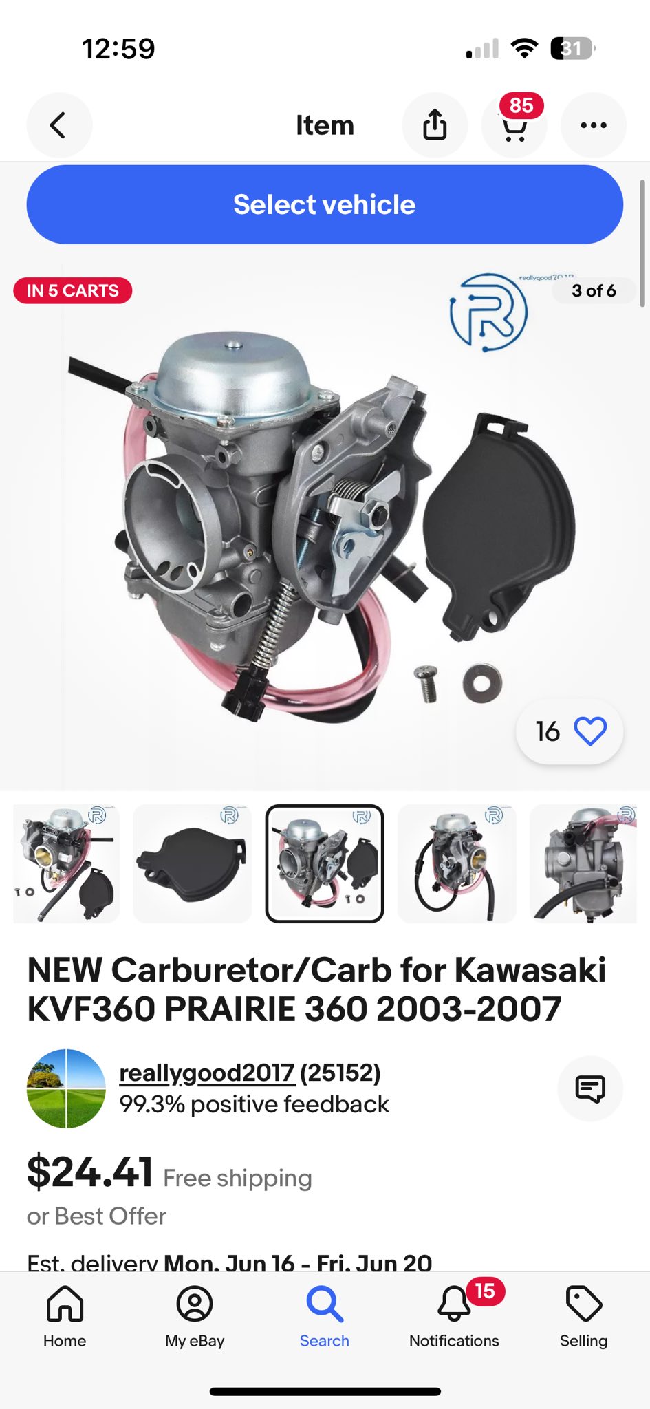 What are the factory carb jet sizes for a Kawasaki 360 prairie?