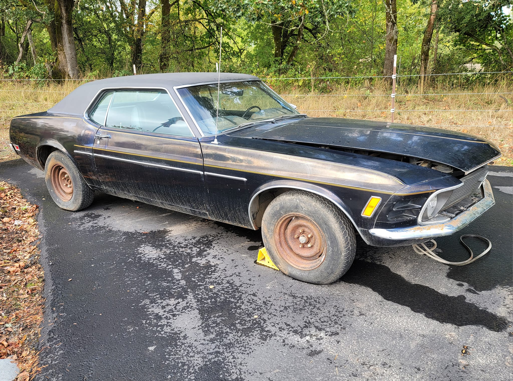 Restoring a 1970 Ford Mustang hardtop with medium blue paint