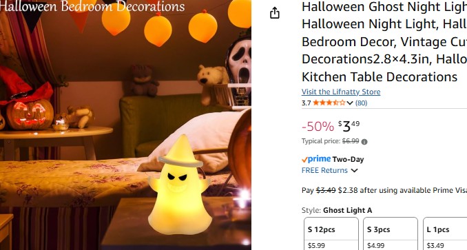 2-Pack Halloween Ghost Bubble Bath Night Lights - Cute Spooky LED Lamps For Bathroom Decor