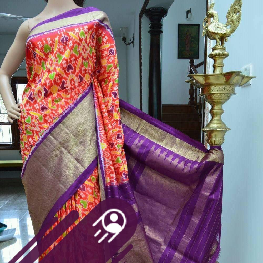 Multi colour weaving patola pattern designed patan patola saree silk ...