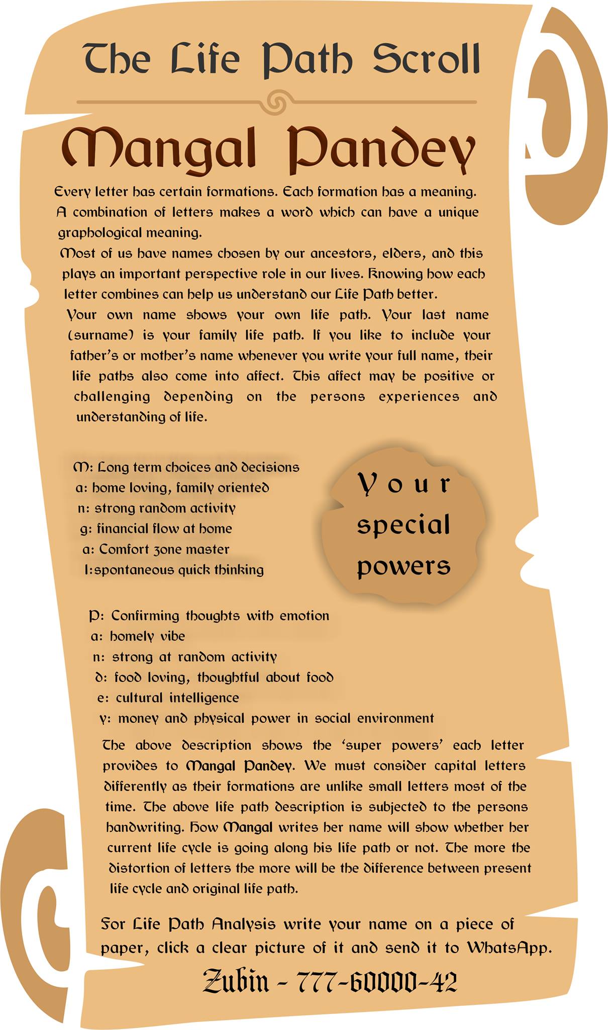 The Life Path Scroll (SAMPLE) - Know... - A to Z Graphology