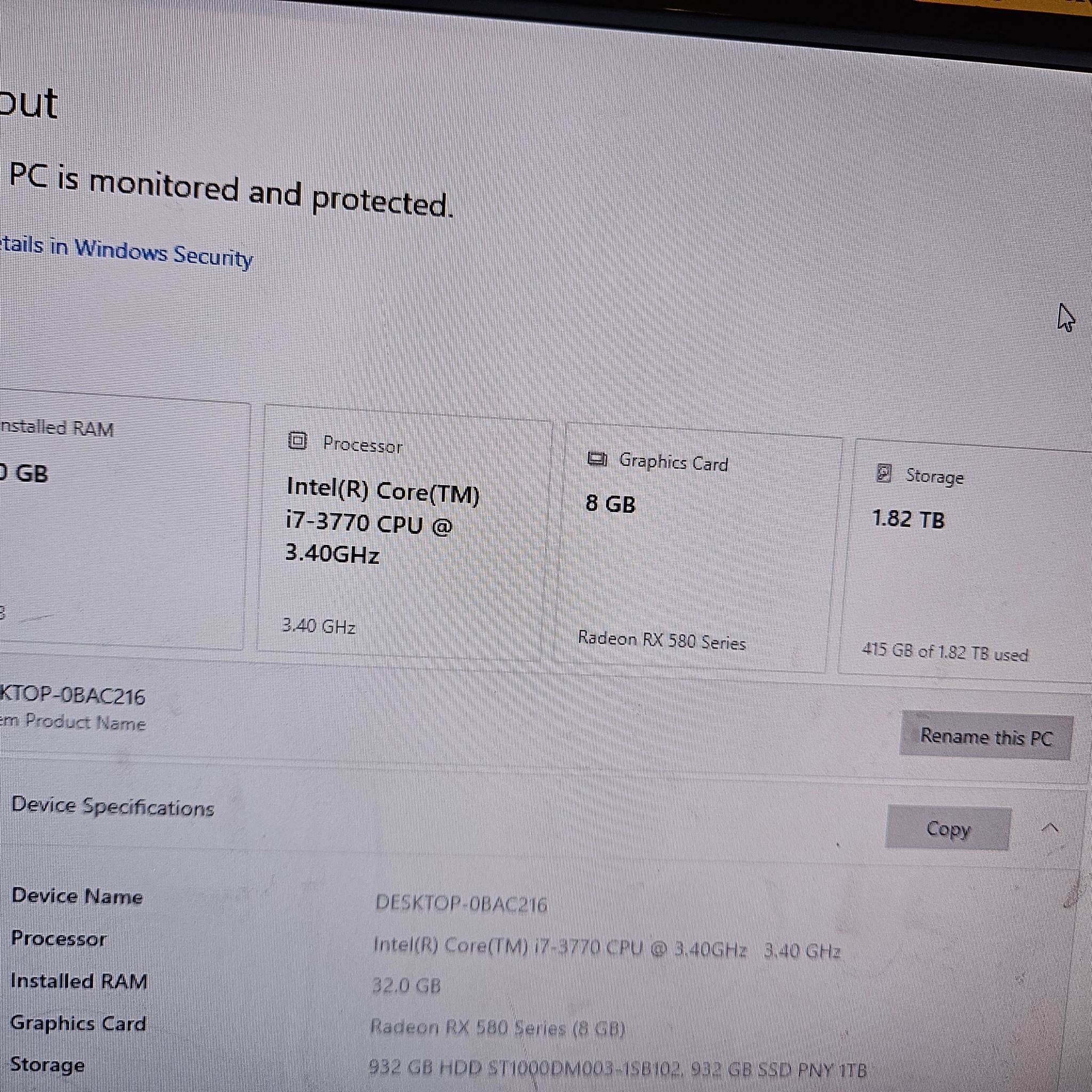 Feedback on gifted PC setup with Intel i7-3770 CPU
