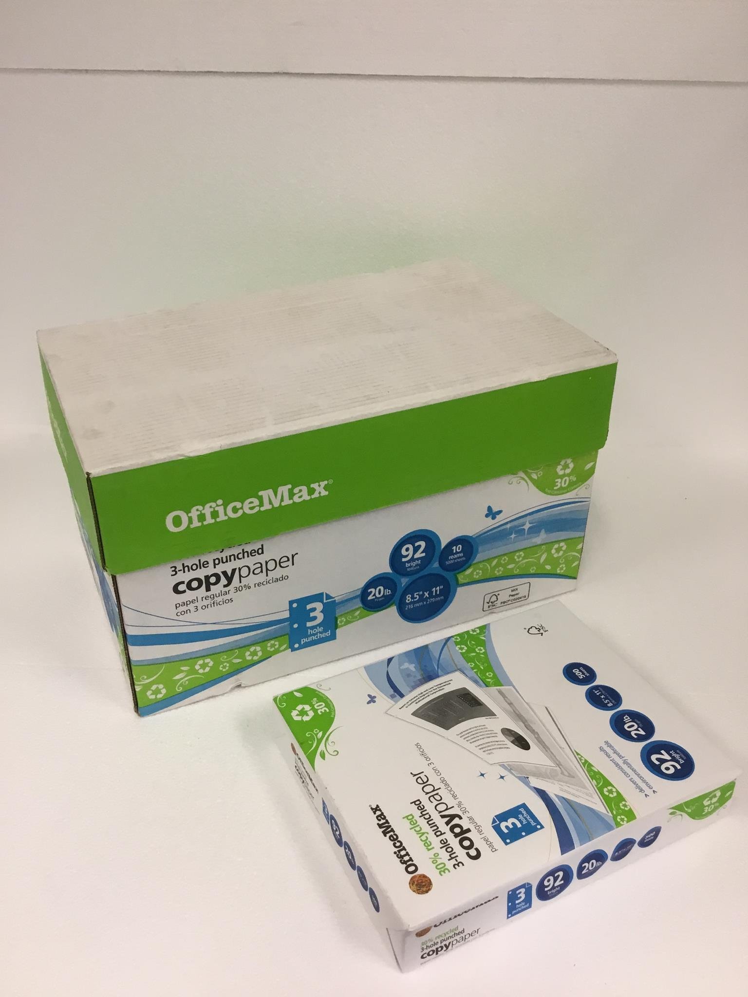 NEW Box Of 5000 OfficeMax OM55958 White Copy Paper 3 Hole Punch Sheets ...