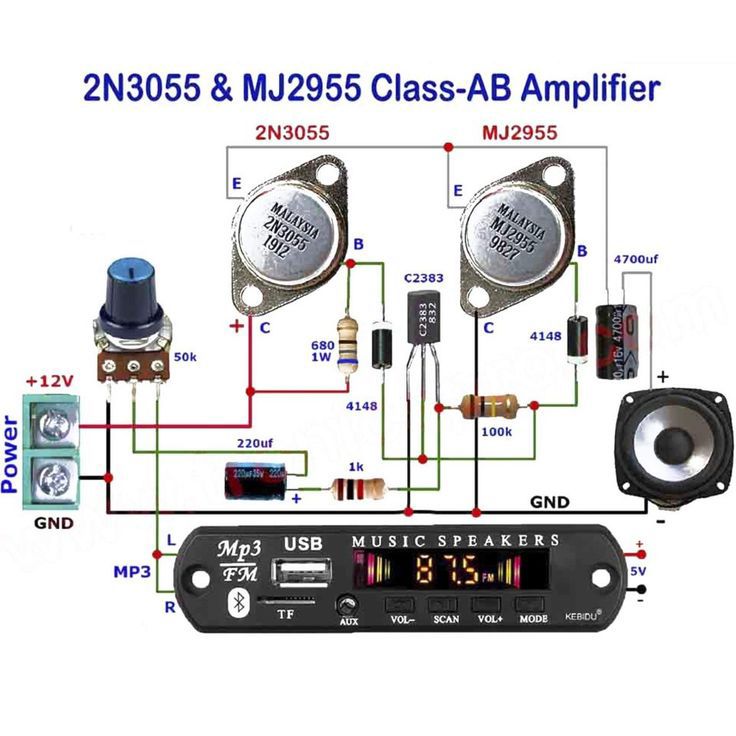 2N3055/MJ2955 各8個 計16個 MOSPEC Circuito amplificador de audio clase AB con 2N3055 y MJ2955.