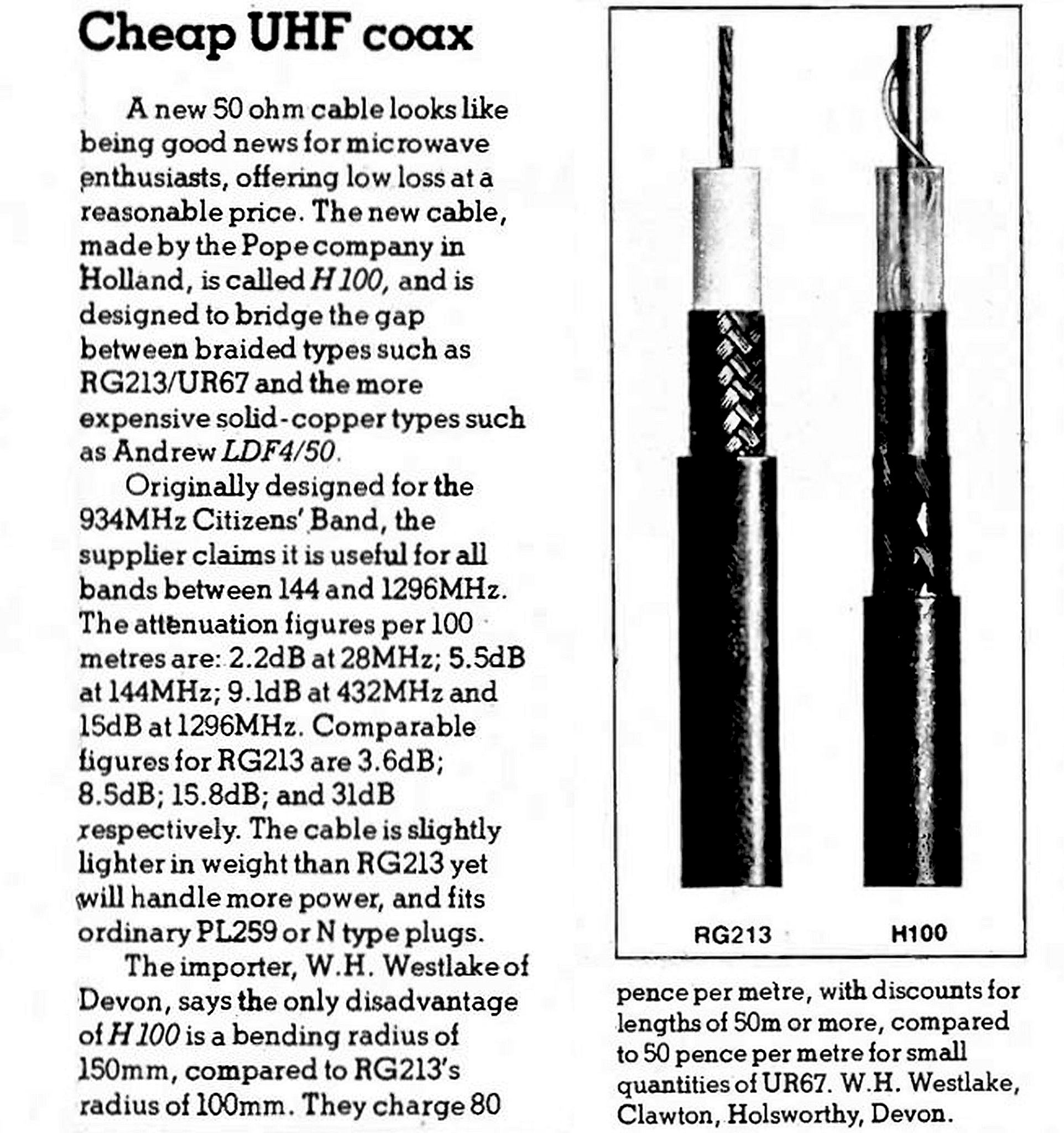 Ham Radio Operators | # An advert from 1983 - H100 coax for the UK ...