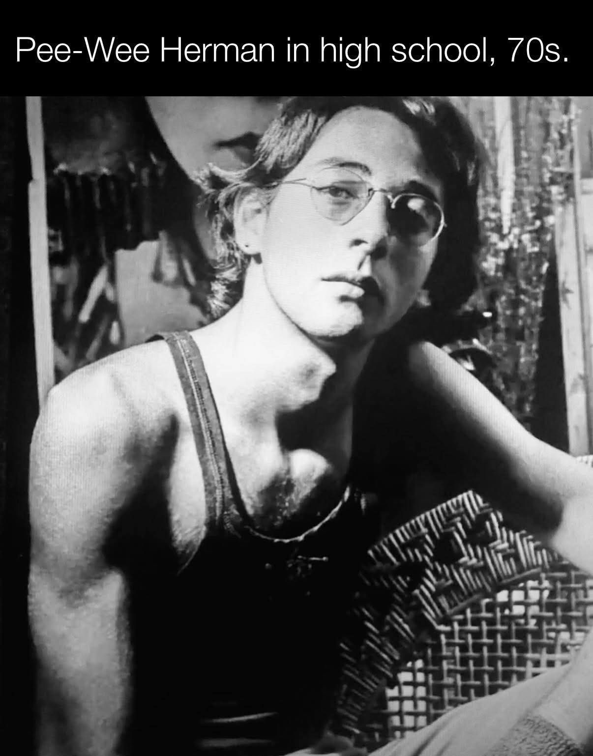 Paul REUBENS (doing a proto-Pee Wee persona) as a photo model in a 