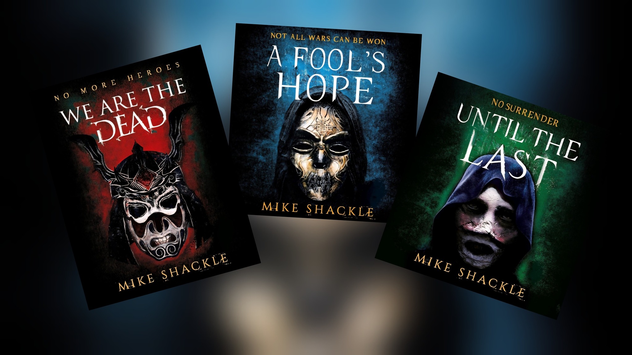 Photo is a collage of the covers of the three books in the Last