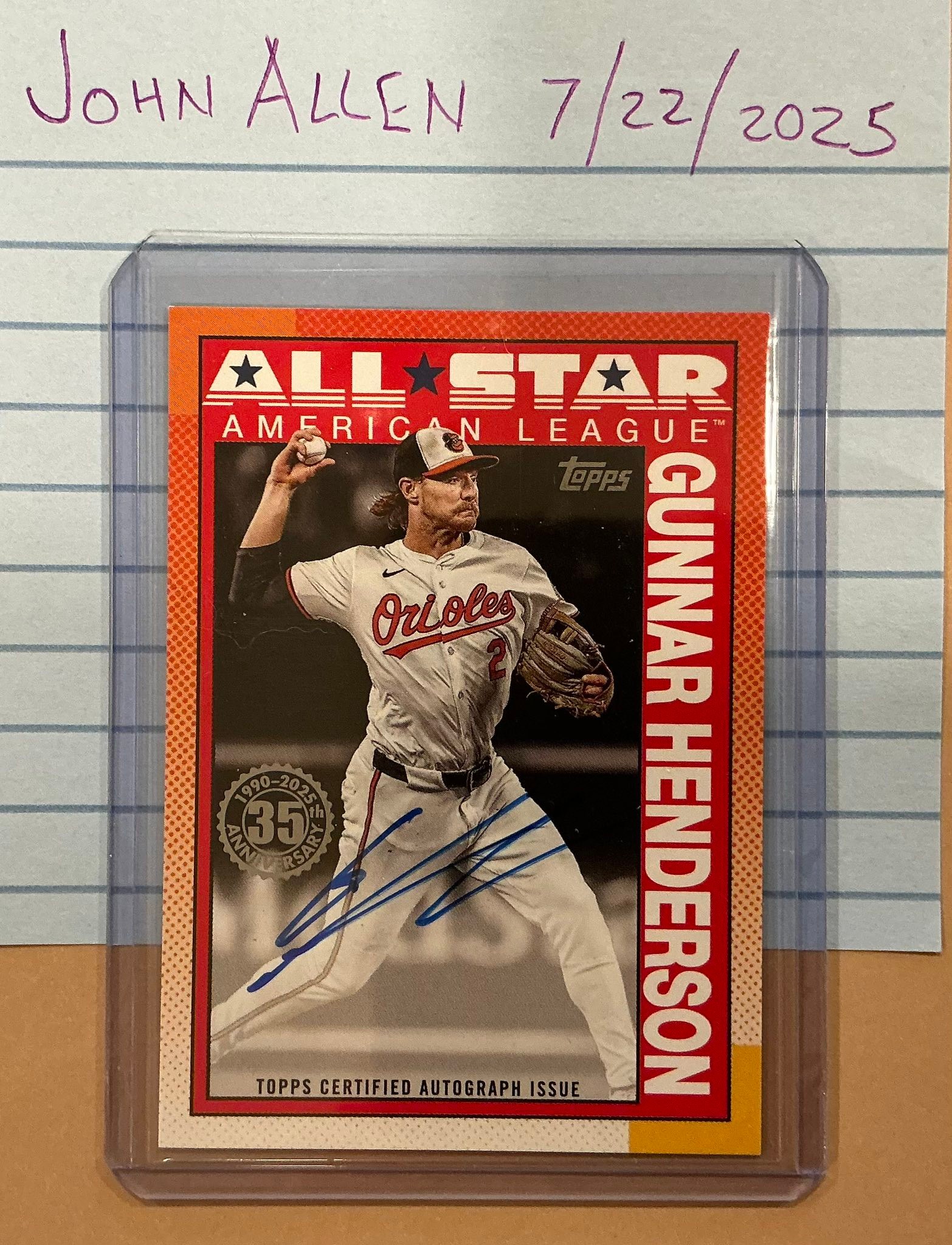 Gunner Henderson 2025 Topps Series 2 autograph card for sale