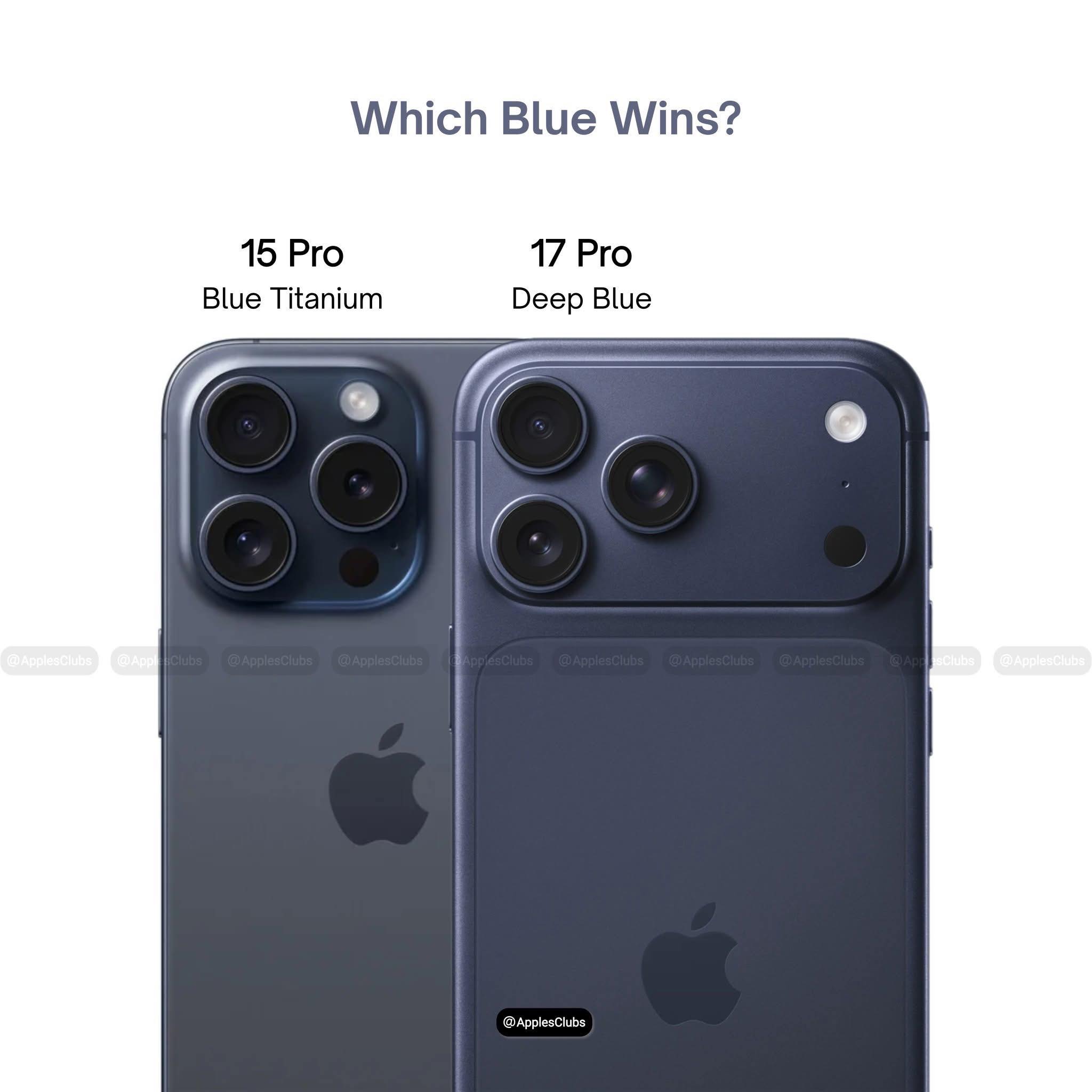 iOS | iPhone 15 Pro in Blue Titanium vs iPhone 17 Pro in Deep Blue ...
