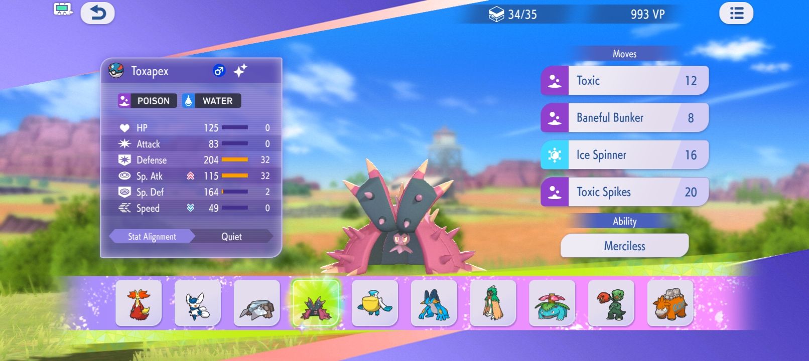 ポケトーク What team with this in single pvp? د Toxapex 34/35 POISON 993 VP