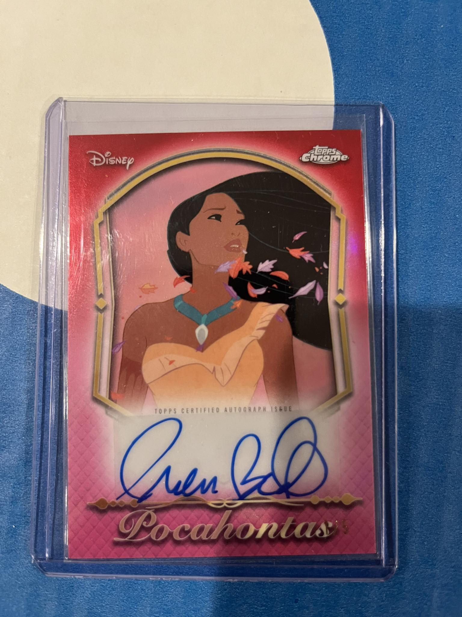 What is the value of a Topps Chrome Disney Pocahontas autograph card?