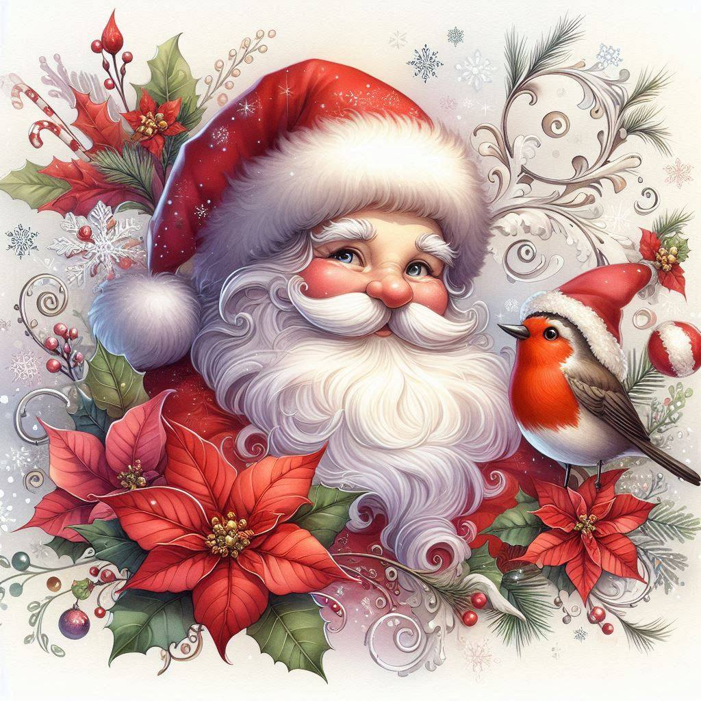 Free Printables & Custom Designs Hub | Santa with Robin - free to use ...