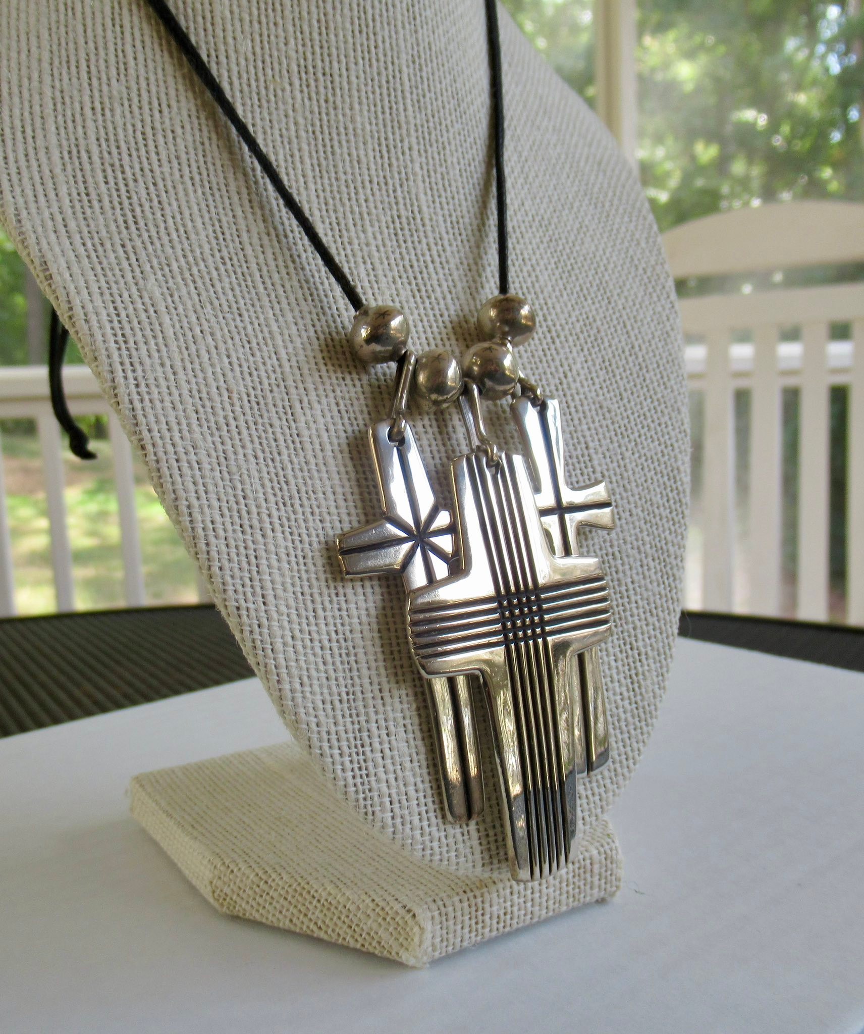 Sterling silver triple cross bead set for sale