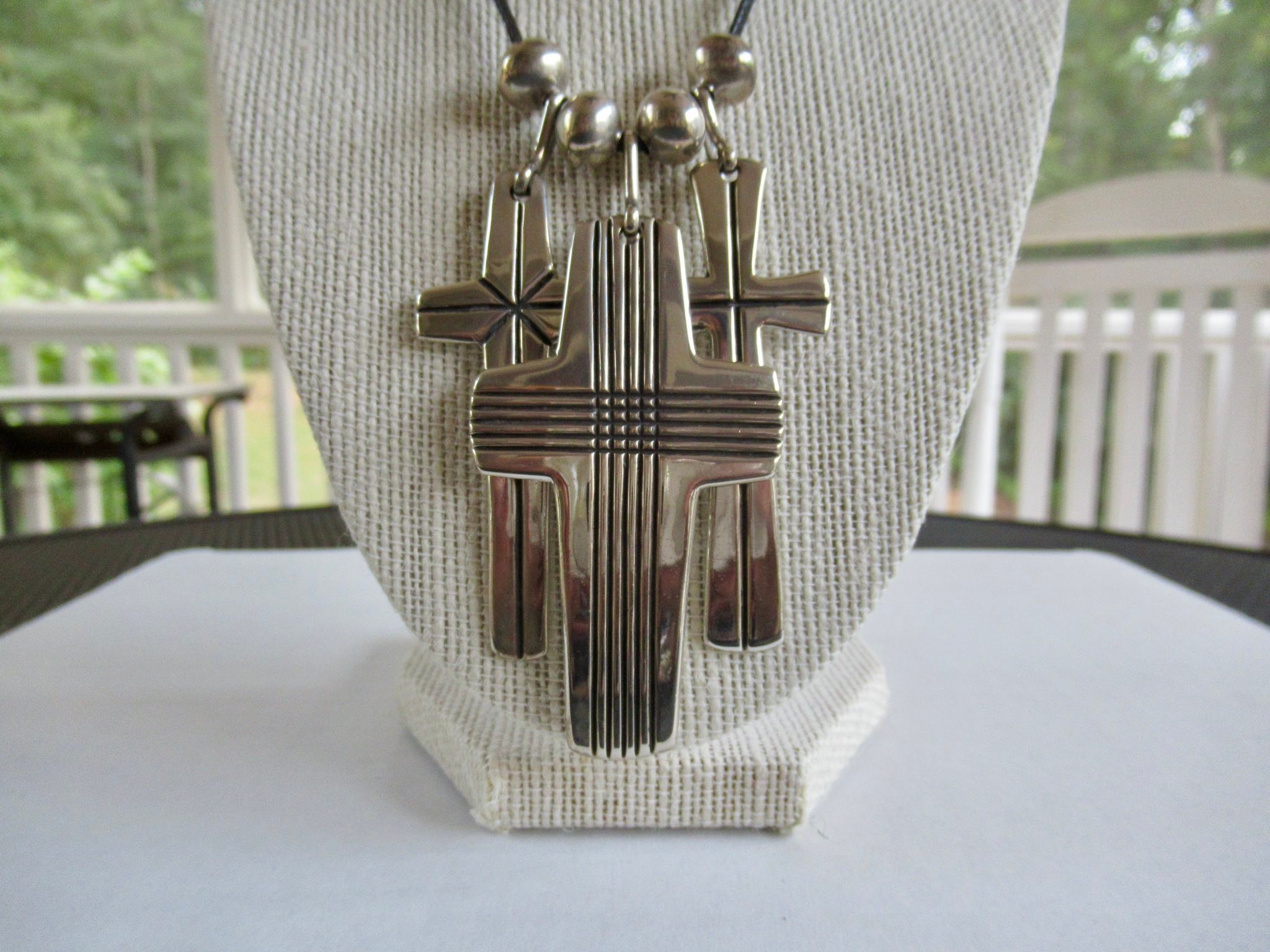 Sterling silver triple cross bead set for sale