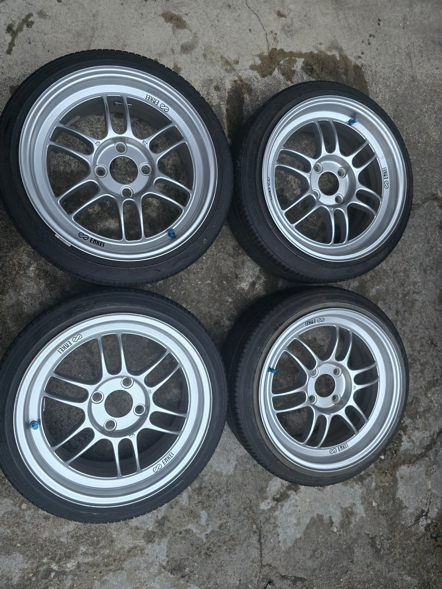 Used Enkei RPF1 rims with Nankang tires
