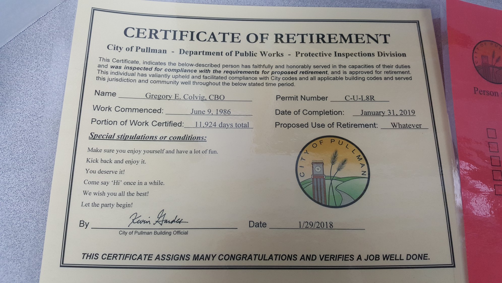 City of Pullman - Congratulations to our friend, coworker,... | Facebook