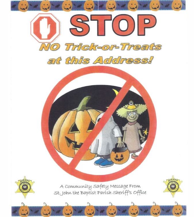 Halloween safety tips from St John the Baptist Parish Sheriff's Office