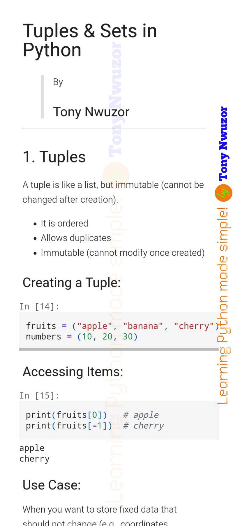 Python Projects Community | Tuples and Sets in Python ⬇️ | Facebook