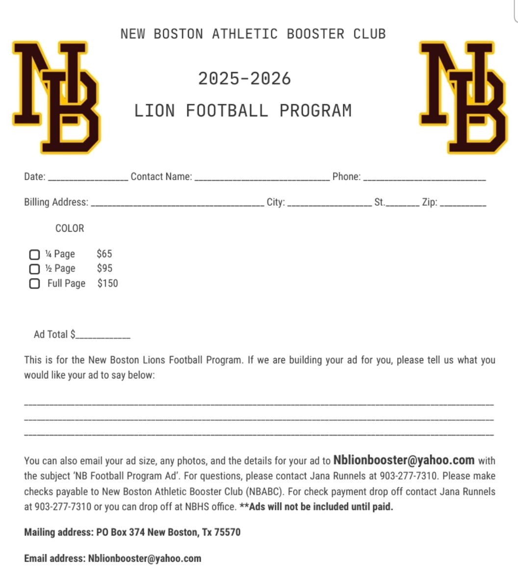 New Boston Athletic Boosters | Here's an opportunity to have an ad for ...
