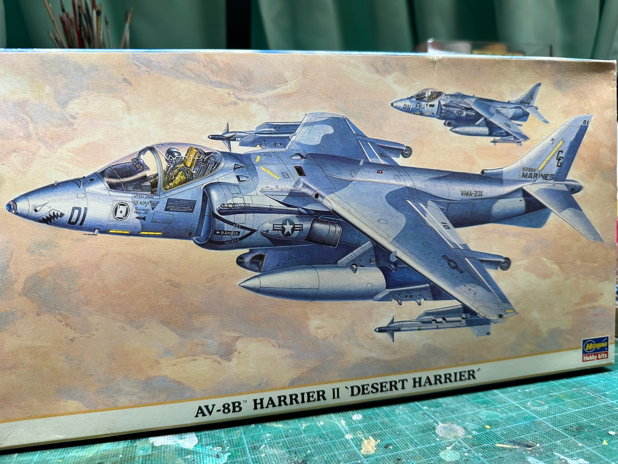 ハセガワ 1/48 AV-8B ハリアーII デザートハリアー ハセガワ 1/48 AV-8B ハリアーII デザートハリアー 戦闘機は置き場所が