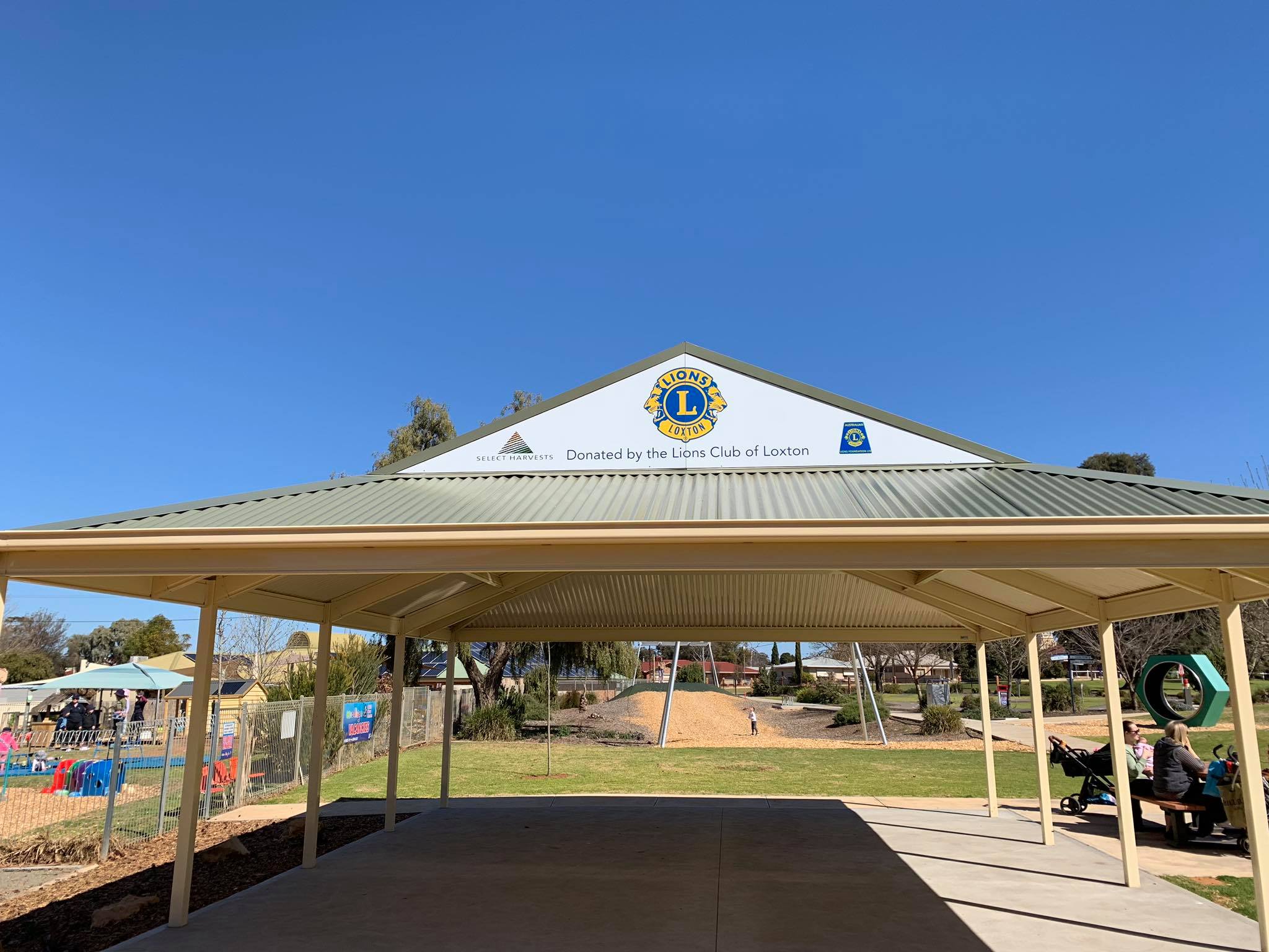 The shelter at the Loxton playground... - Mark Lewis Signs