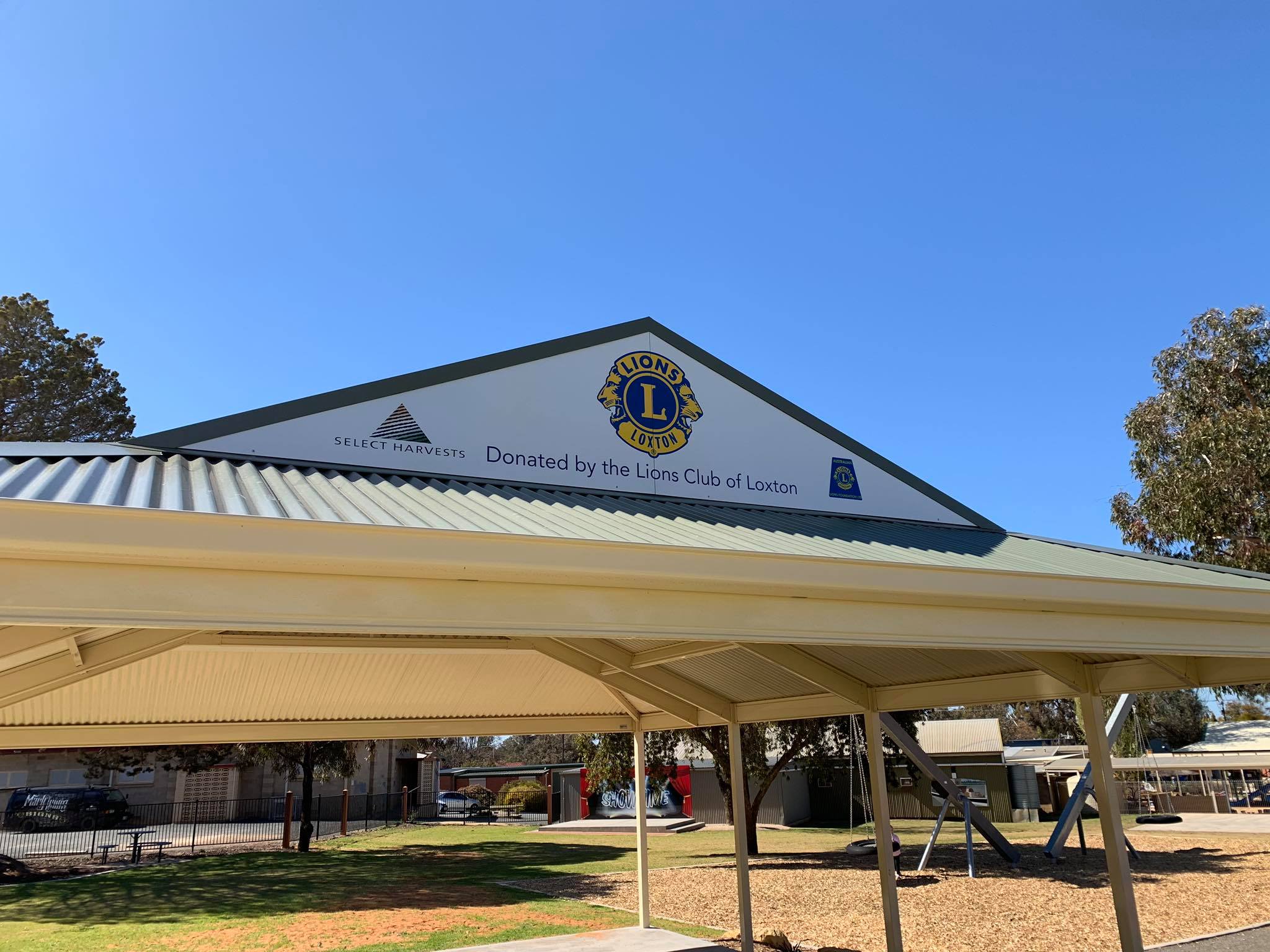 The shelter at the Loxton playground... - Mark Lewis Signs
