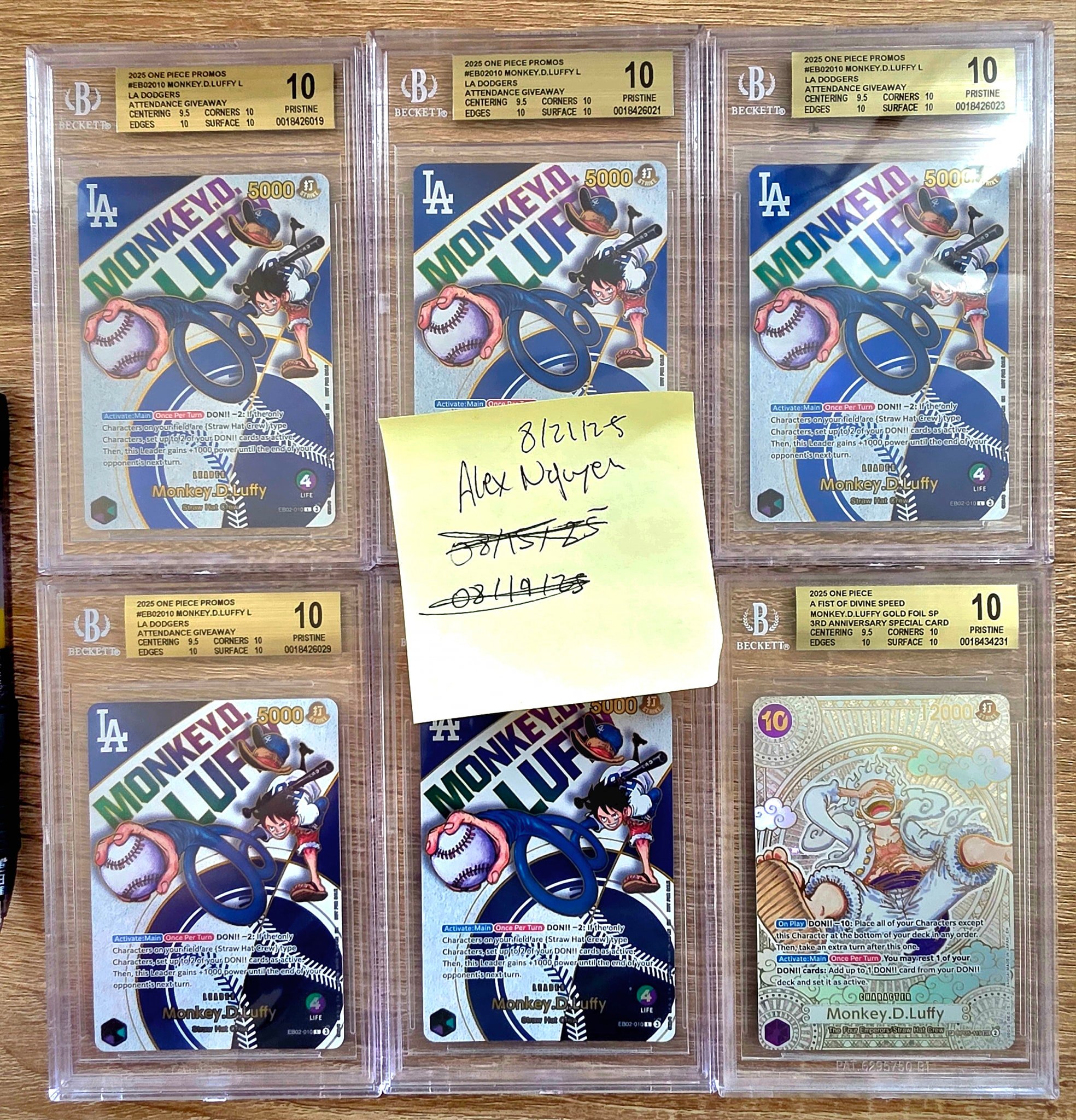 For sale! Bgs 10 dodger luffy - 1.3k Bgs 10 Gold Anniversary 4.3k 