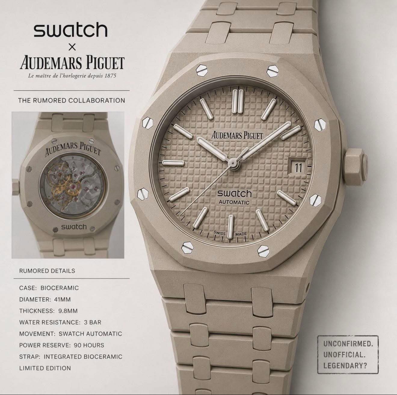 Audemars Piguet licenses octagon bezel design to Swatch after