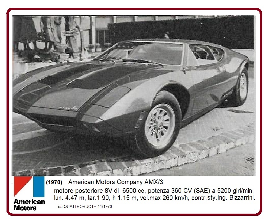 1970 – AMC AMX/3, 6 units built from 1970 to 1971