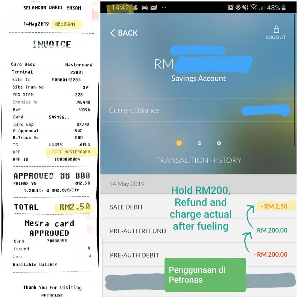 Petronas Saujana Puchong Pakai Kad Debit Maybank Beli Minyak Dari Petronas Kena Hold Rm200 Tapi Dia Terus Refund Dan Charge Nilai Pembelian Sebenar Facebook