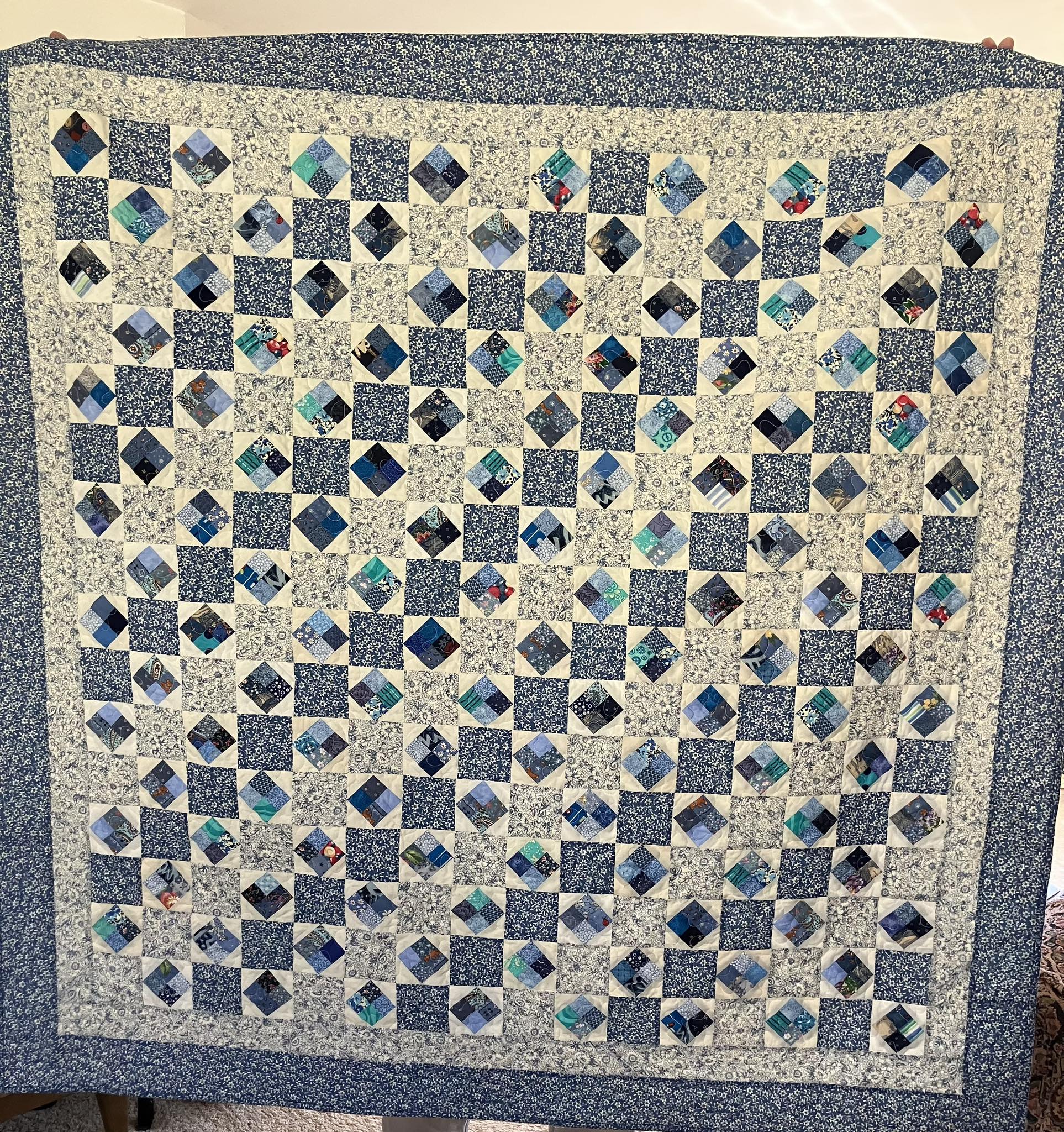 Blue four patch border ideas for quilts