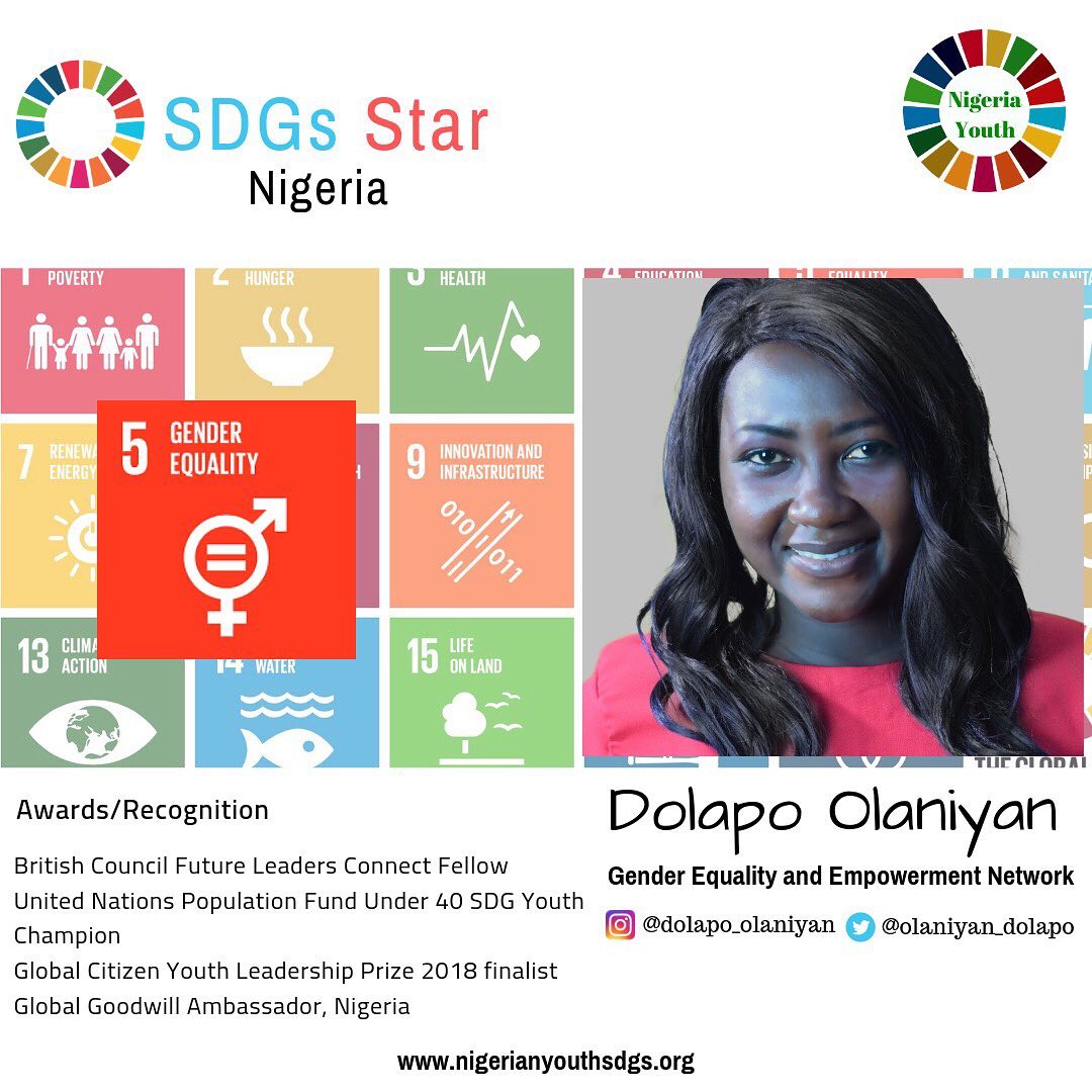 Nigeria Youth SDGs Network - #SDGsStar Dolapo Olaniyan SDG 5- Gender ...