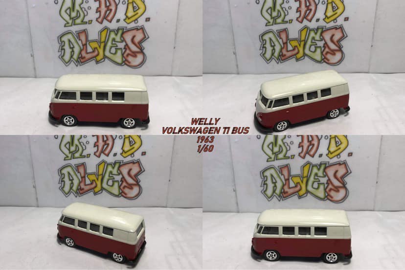 Volkswagen T1 Van Porsche Renndienst 1962 Rouge - Modèle Réduit 1:18 Welly WE18053TDA - Neuf