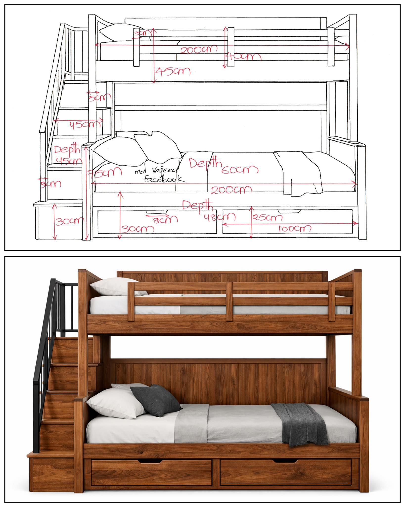 Md - A sturdy wooden bunk bed designed for safe and comfortable use by ...