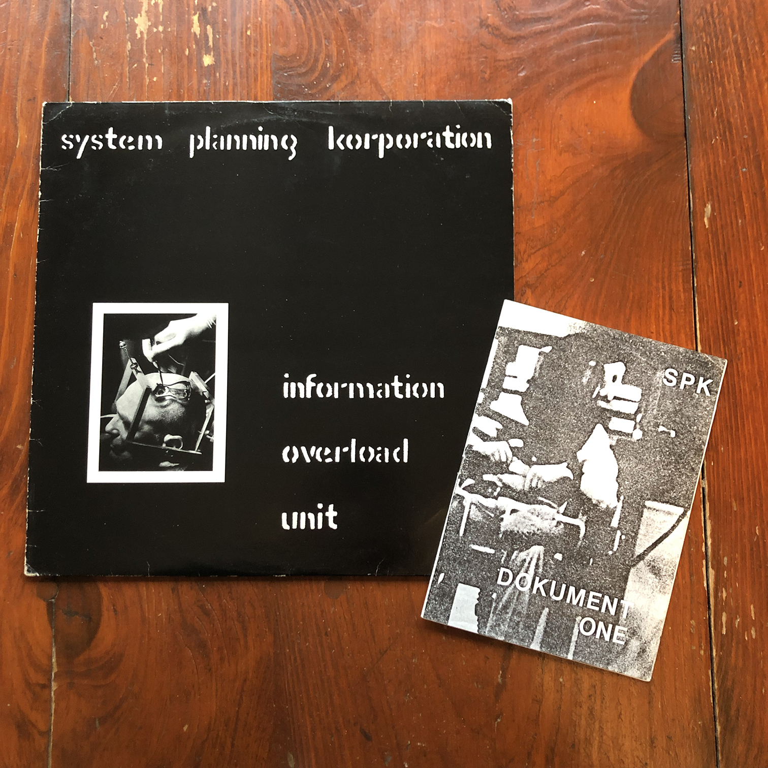 S.P.K. vinyl records Auto-Da-Fé and Information Overload Unit