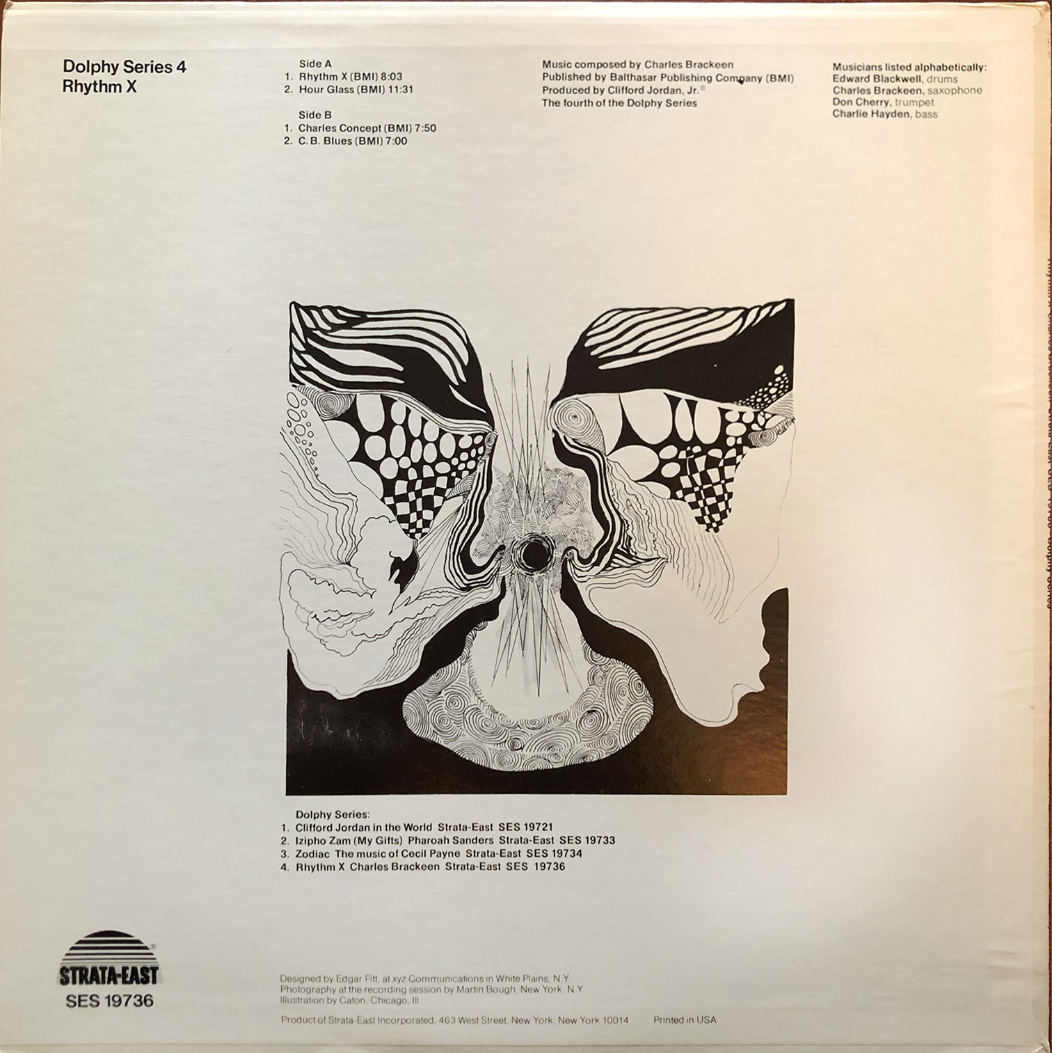 Charles Brackeen's 1973 jazz album Rhythm X on Strata-East label