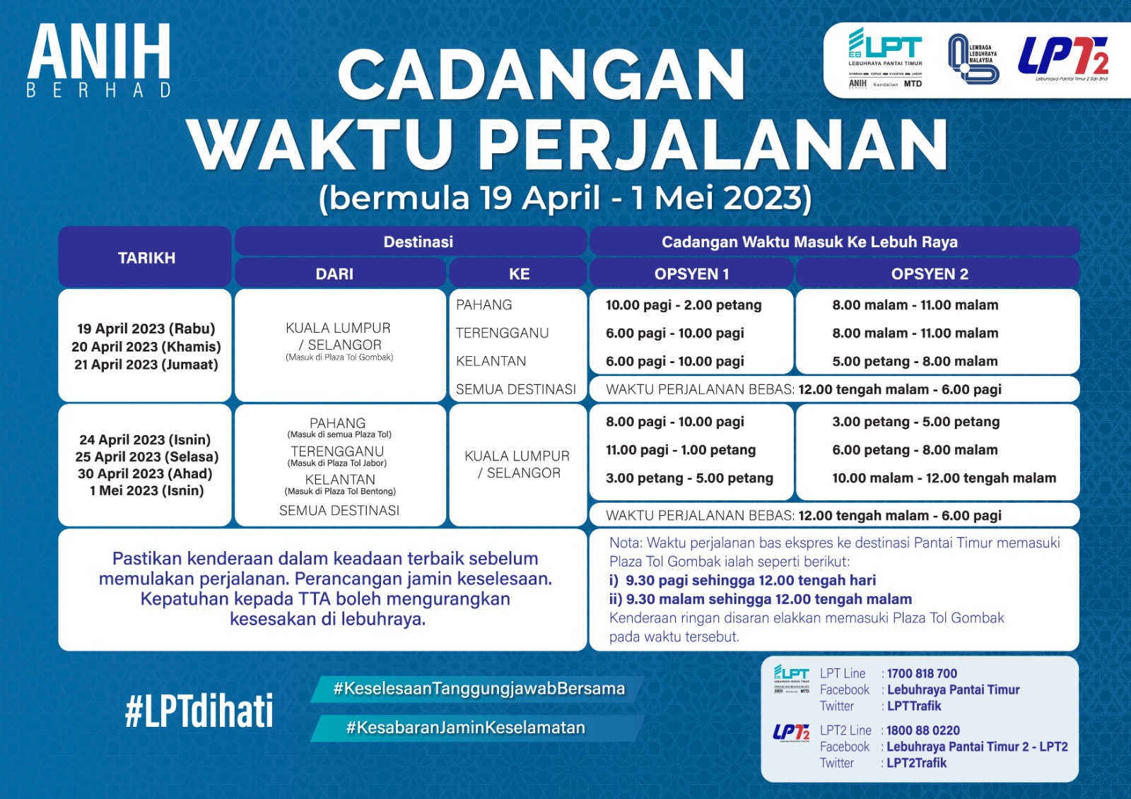 Careta - ANIH Bhd telah mengeluarkan jadual Cadangan Waktu... | Facebook
