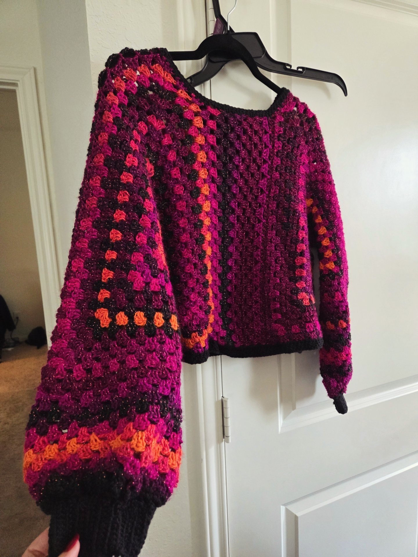 Crochet hexagon pullover sweater with color mapping
