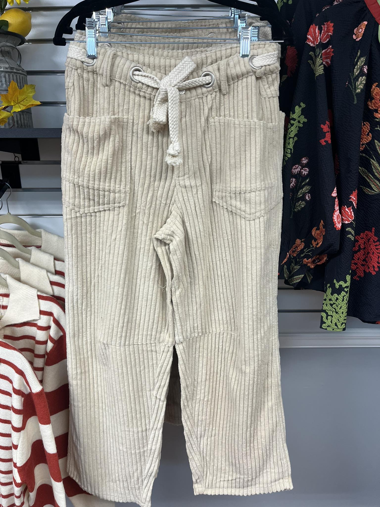 Large cream corduroy pants for fall