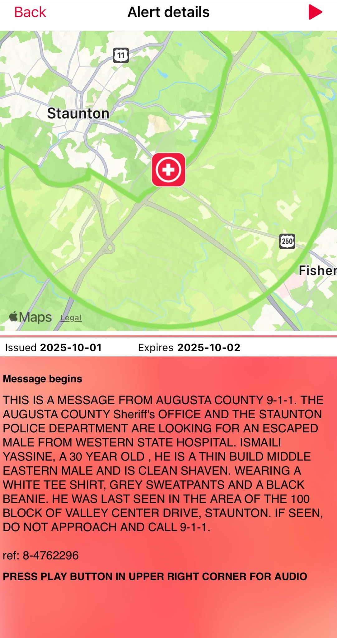 The Official Spot-a-Cop | Just got this Code Red Alert for our area ...