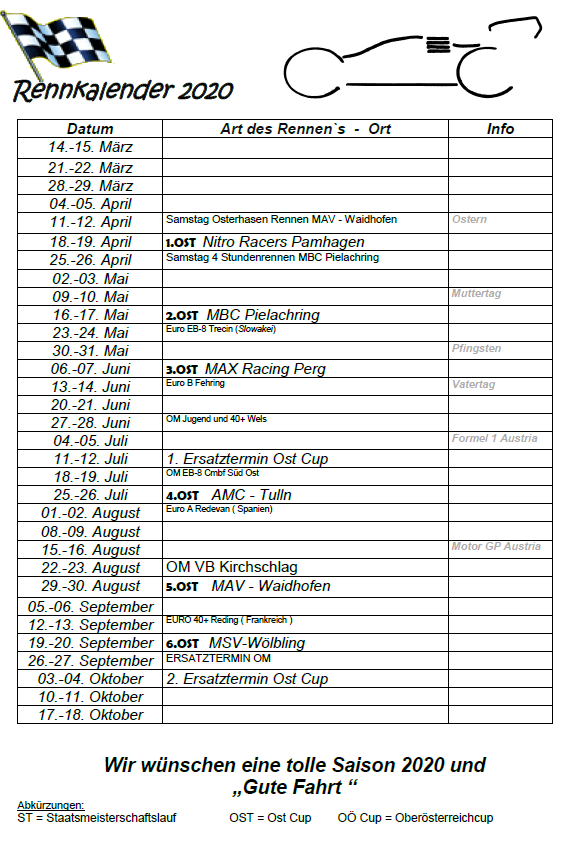 Amc Tulln Rennkalender 2020 Facebook
