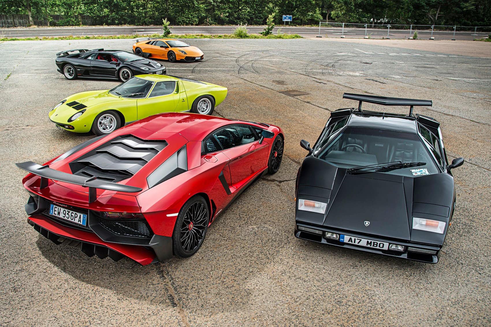 Lamborghini Miura, Countach and Diablo.