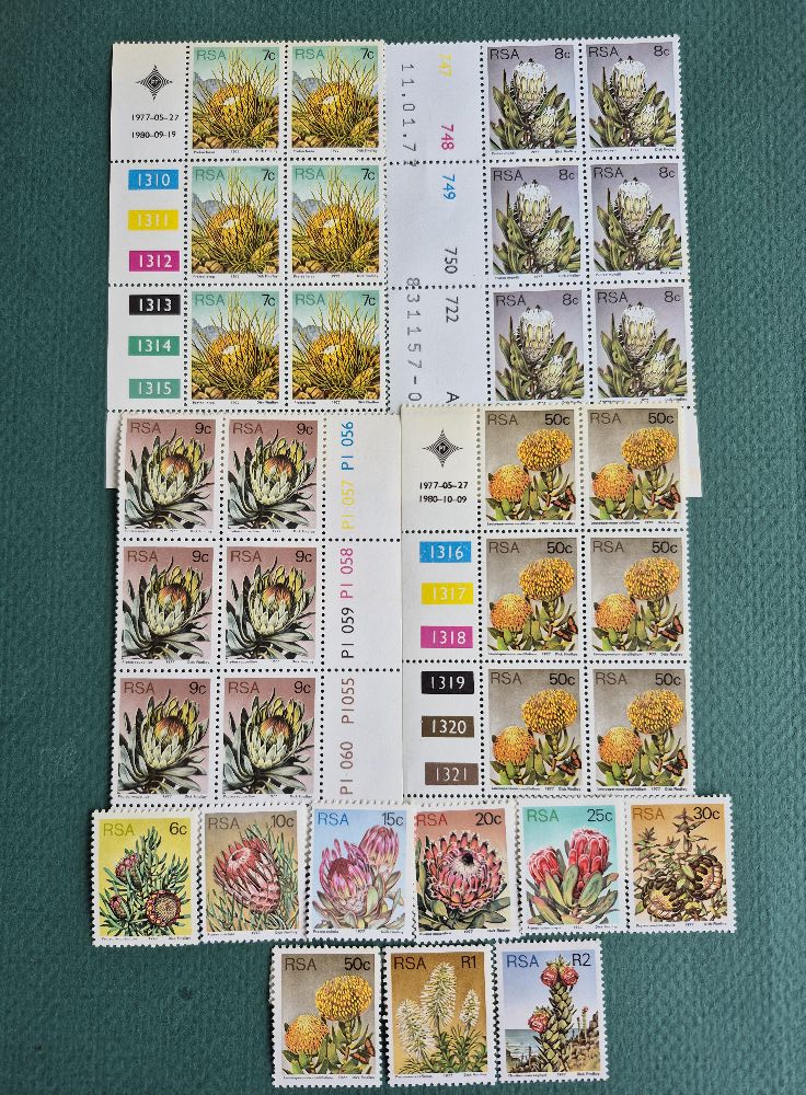 South Africa protea series; 3rd definitives 1977; designed by Dick