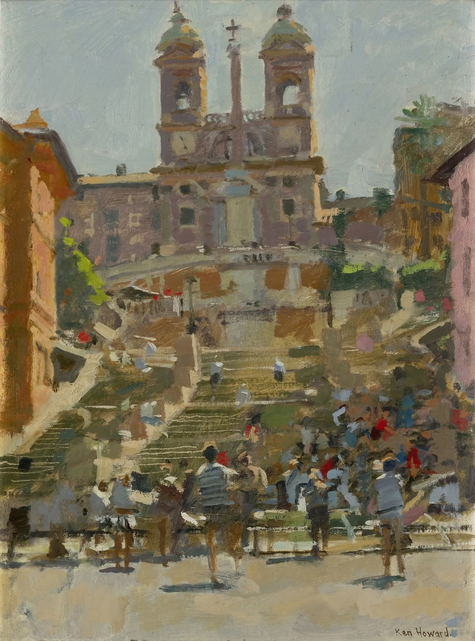 絵画 steps Ken Howard's painting The Spanish Steps, Rome