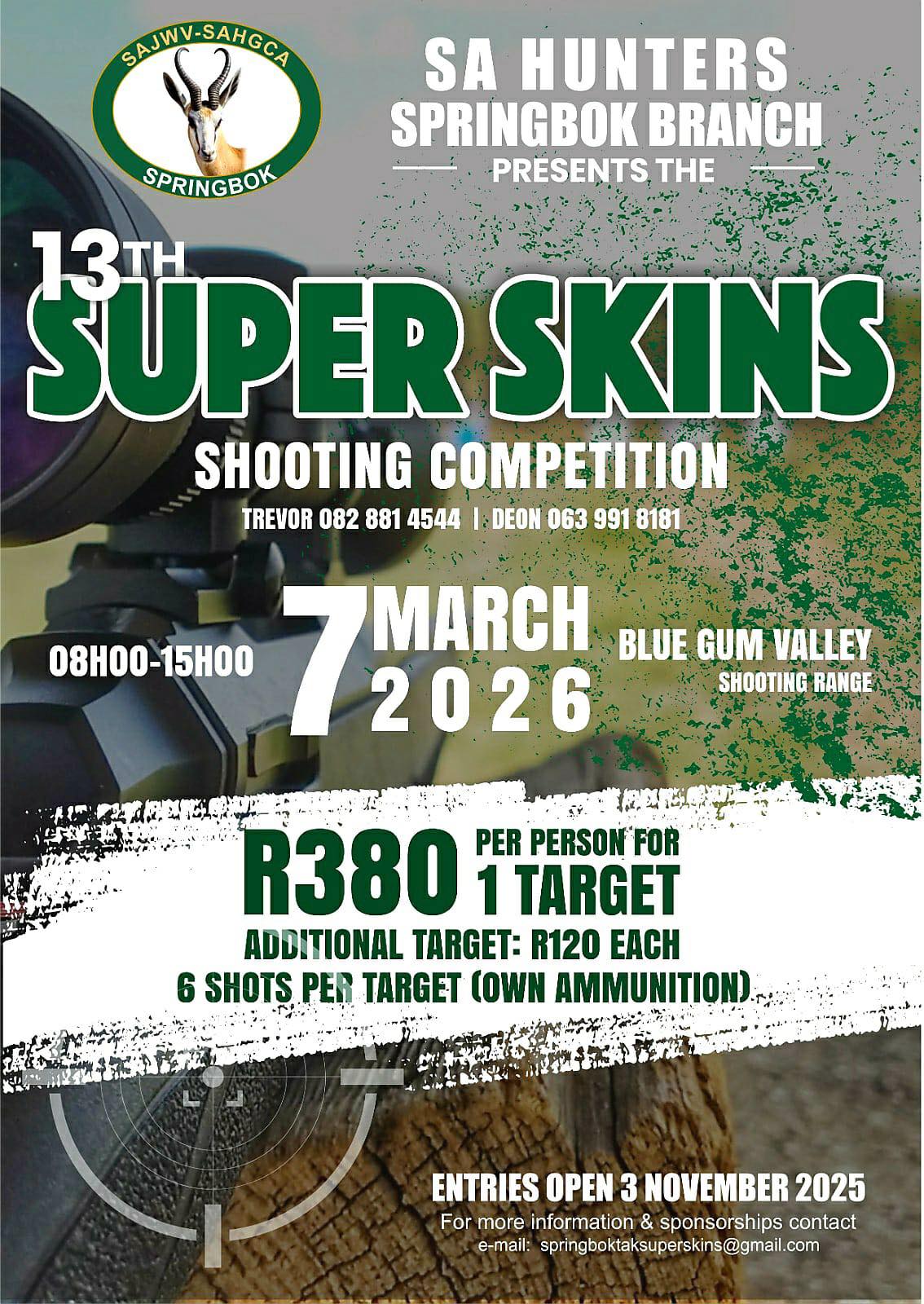 SA Jagters-Hunters Springbok-tak | 🔥🎯 SPRINGBOKTAK SUPER SKINS 2026 ...