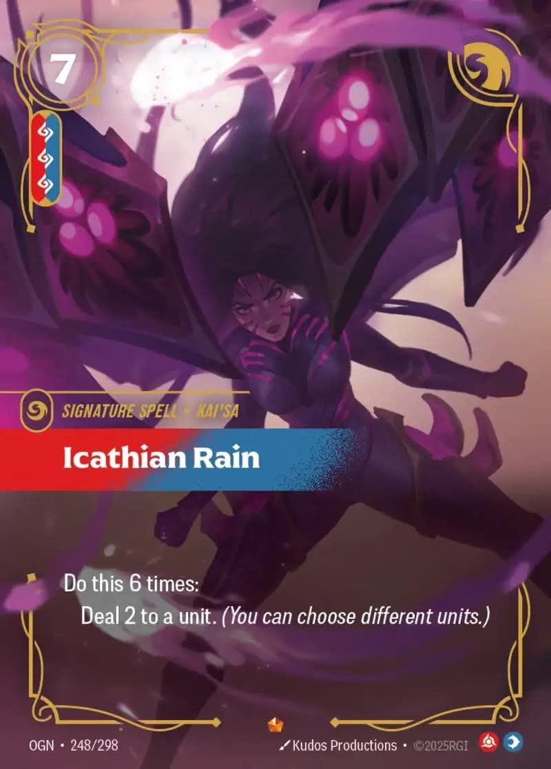 Can I trigger damage on opponent's unit with Icathian Rain or