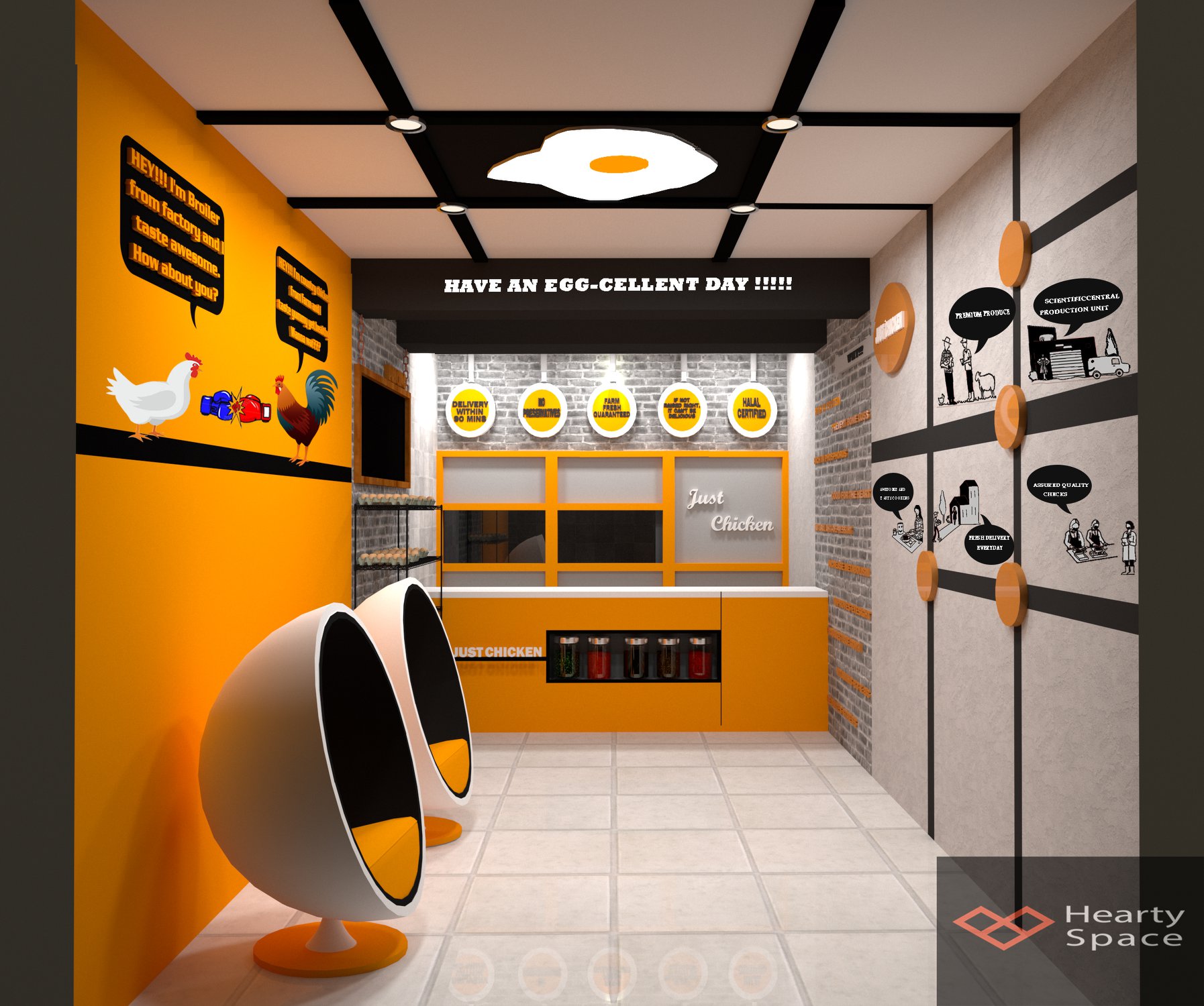 Hearty Space - Proposed interior design for "JUST CHICKEN"... | Facebook