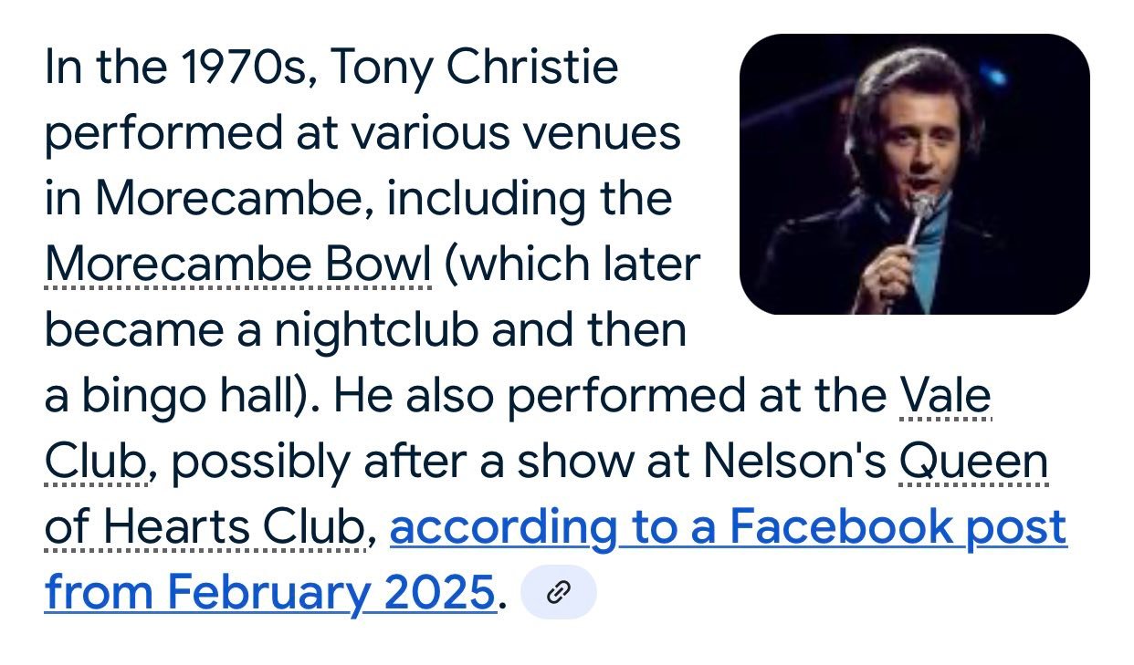 Tony Christie's farewell tour and 1970s performances in Lancaster
