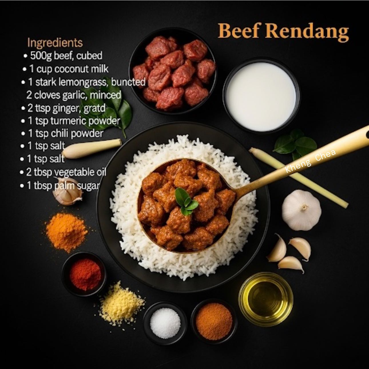 Kheng - Beef Rendang Ingredients: • 500g beef, cubed • 1 cup coconut ...